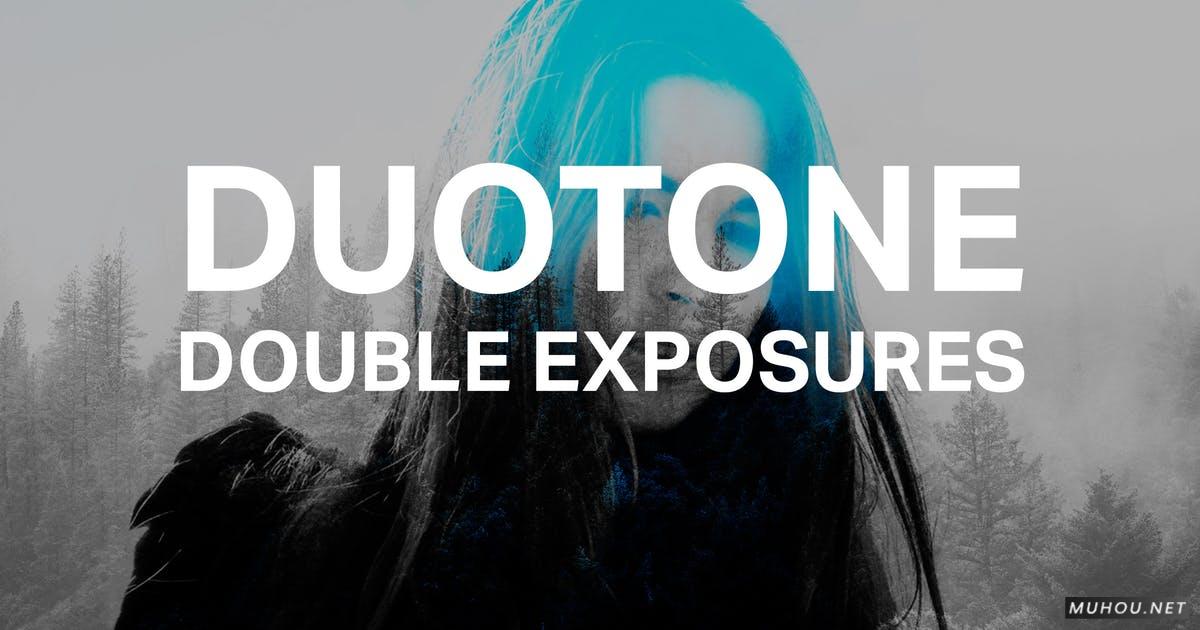 PS动作-色彩渐变元素混合纹理多重曝光Duotone Double Exposures插图