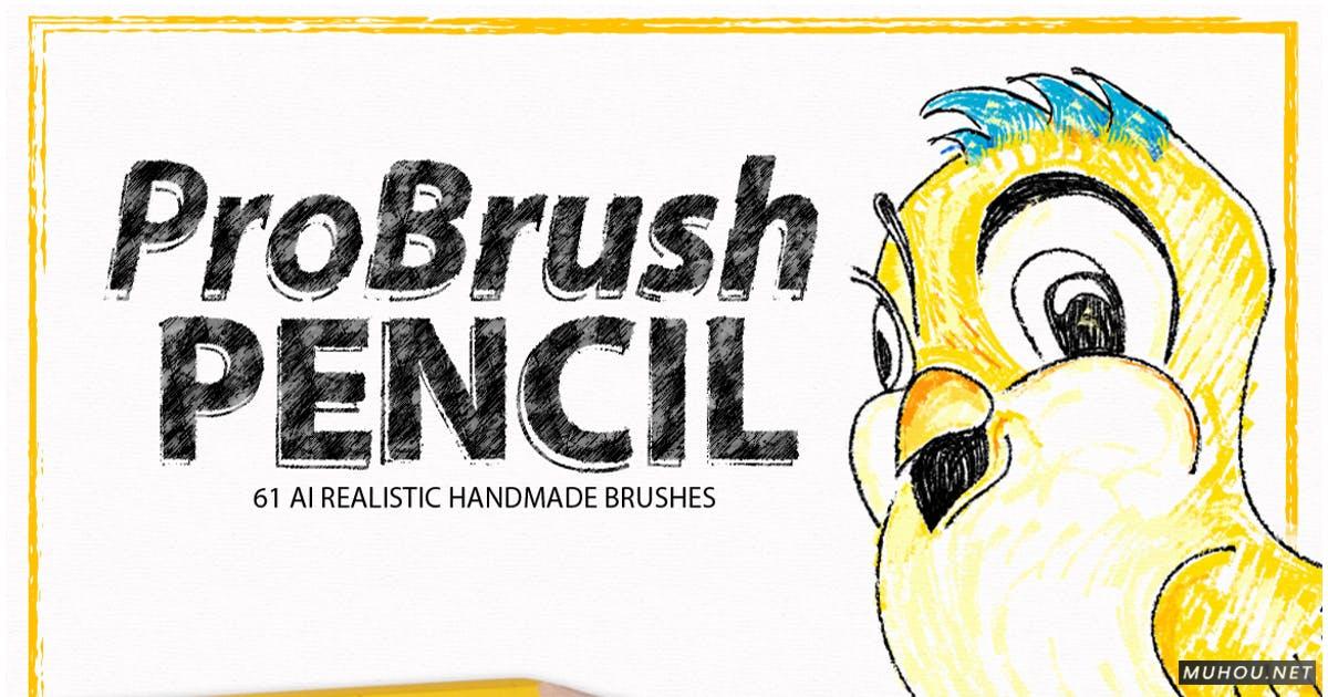 AI笔刷-61个高质量的手工素描，铅笔和彩色铅笔刷Pencil ProBrush插图