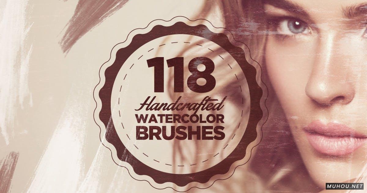 PS笔刷-abr格式的118手工水彩水墨笔刷下载118 Handcrafted Watercolor Brushes插图