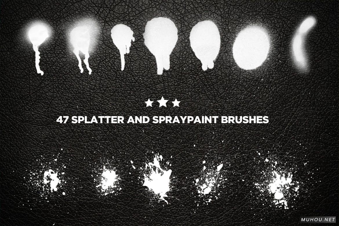 PS笔刷-47组专业喷溅效果photoshop刷子下载 Splat and Spray Pro Brushes插图2