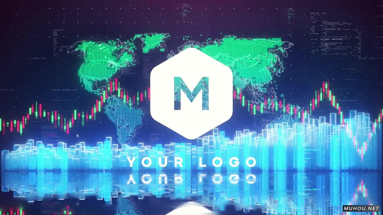 股市炒股动态图背景logo标志AE视频模板