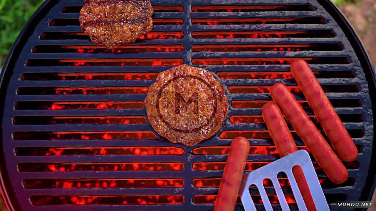 BBQ烧烤牛排标志logo展示AE模板
