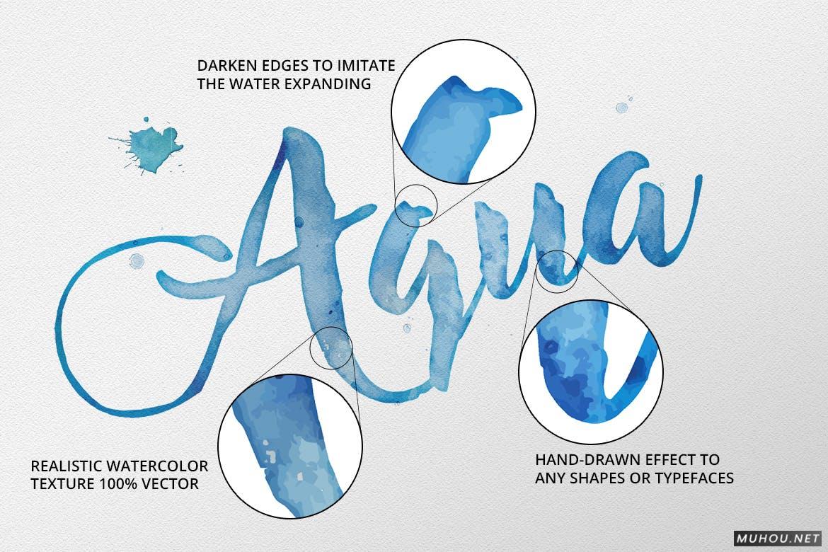 AI笔刷-飞溅的油漆刷素材下载 AquaLab - Vector Watercolor Effect插图