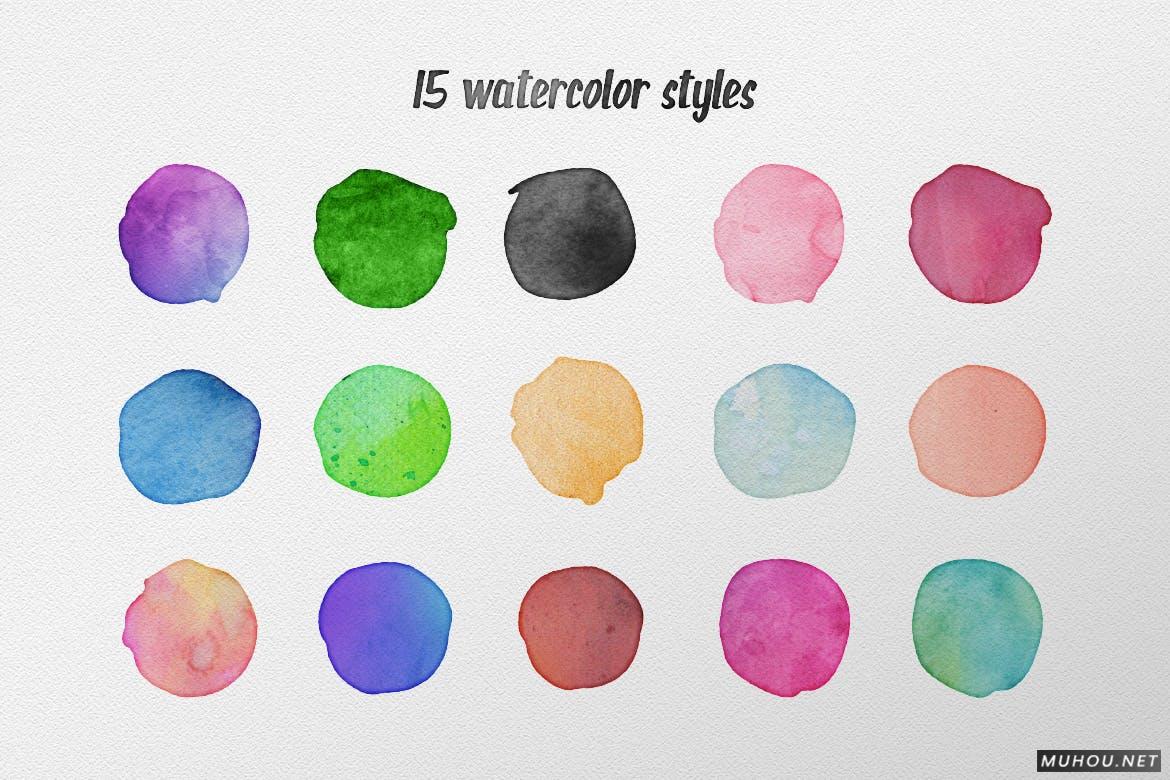 AI笔刷-飞溅的油漆刷素材下载 AquaLab - Vector Watercolor Effect插图2