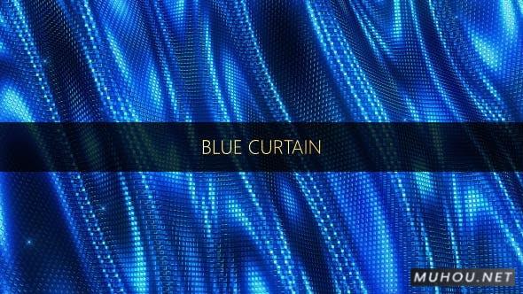 蓝色窗帘蓝色条纹视频素材Blue Curtain插图