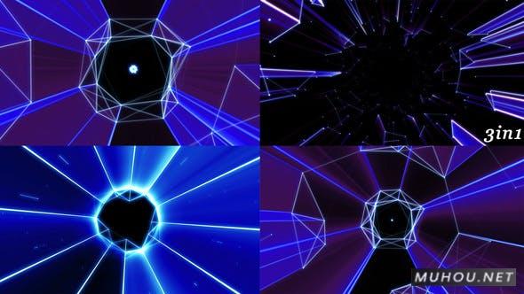 高科技射线循环视觉效果VJ视频背景3套Plexus Rays (3-Pack)插图