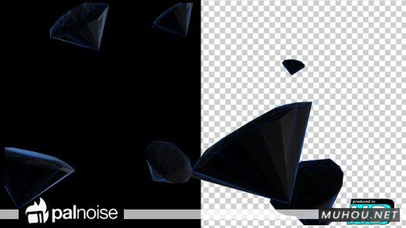 三维黑色钻石晶体空间特效视频素材（可抠像）Black Diamonds Vj Loops (3-Pack)插图