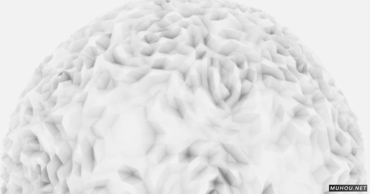 白色低聚球体运动背景4K视频素材White Low Poly Sphere Motion Background