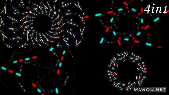 4组发光二极管霓虹灯旋转VJ视频背景Neon Light - VJ Loop Pack (4in1)插图