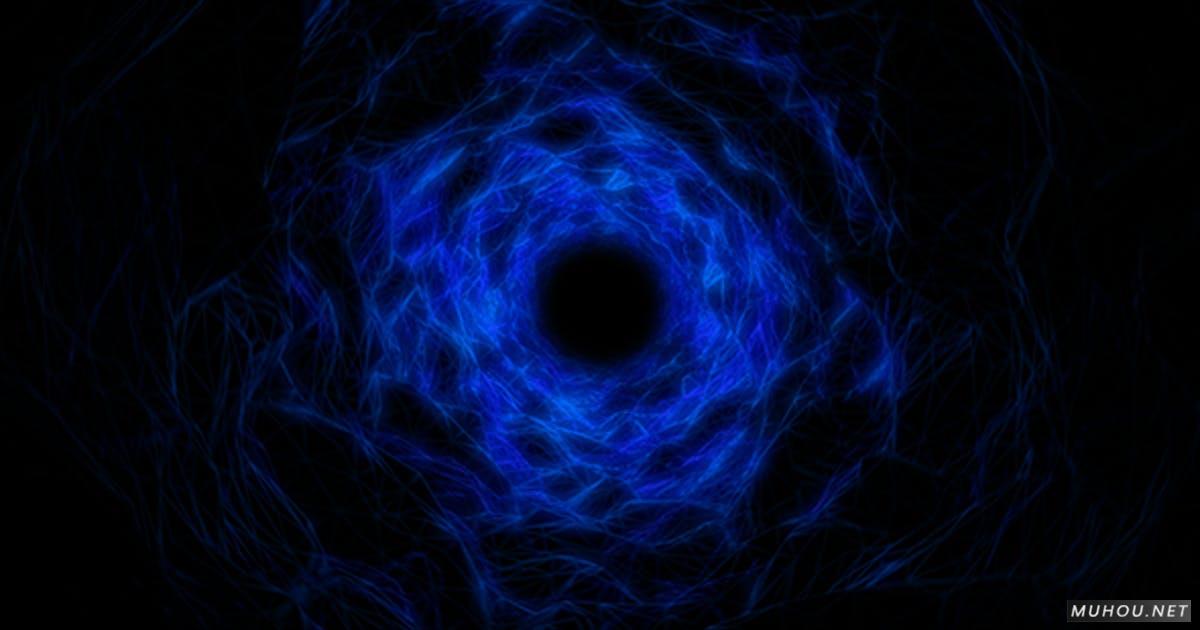 蓝色能源隧道黑洞空间背景视频Blue Energy Tunnel