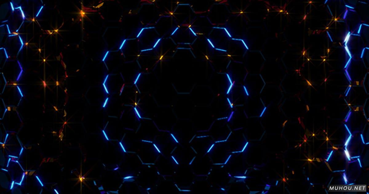 电动六边形灯3D电子VJ视频素材Electric Hexagons Lights