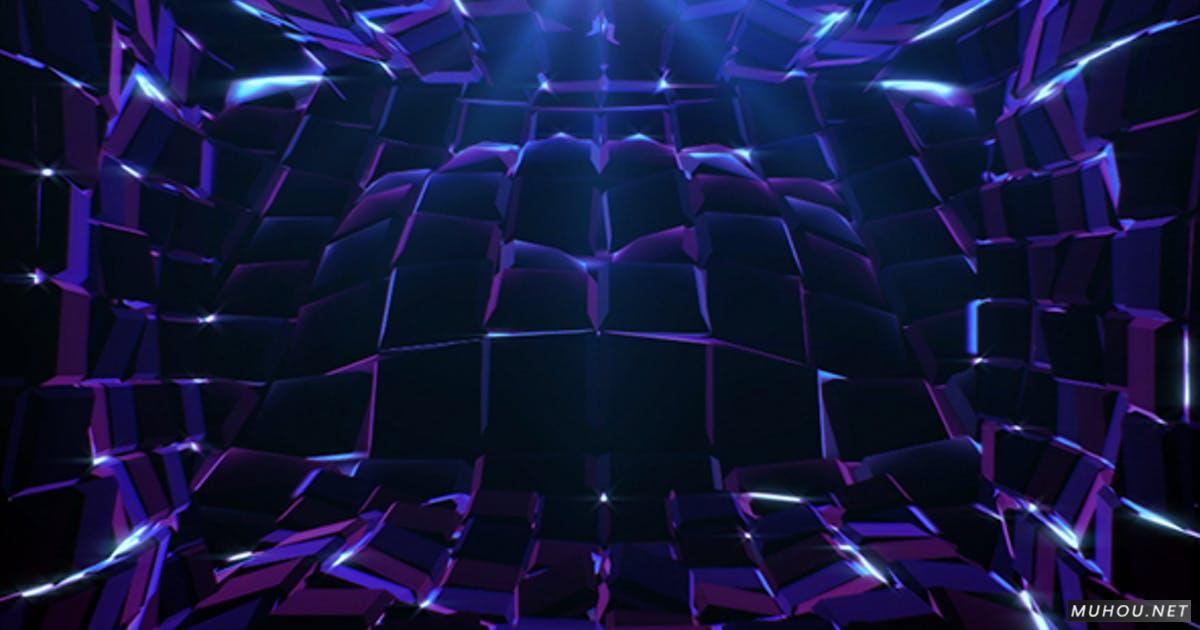 紫色立方体三维场景VJ背景高清素材视频Purple Cubes Waves