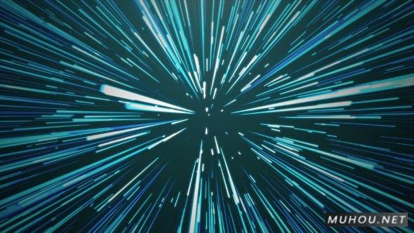 蓝色超空间跳跃粒子冲击光束视频背景Blue Hyperspace Jump插图