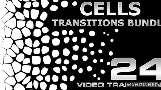单元格画面破碎碎片飘散转场视频素材Cells Transitions Bundle FullHD