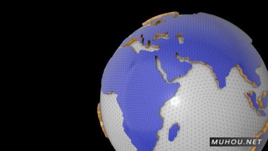 抽象三维地球模型旋转高清视频素材Abstract 3D Earth