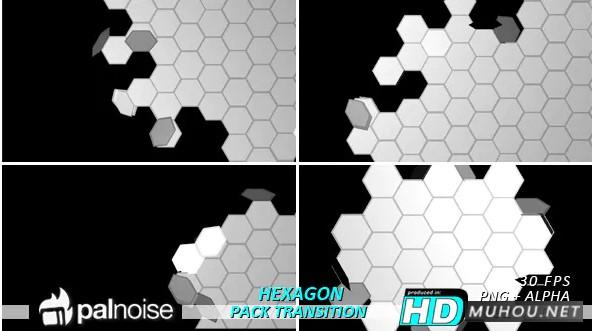 5组折叠展开六边形过渡转场视频素材Fold Unfold Hexagons Transitions (5-Pack)