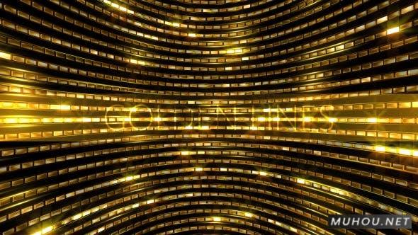 三维金属线条组成的空间vj背景视频Golden Lines 10插图