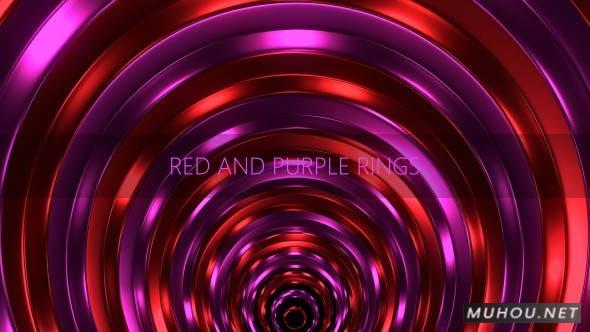 红色和紫色戒指圆圈循环VJ视频素材Red And Purple Rings插图