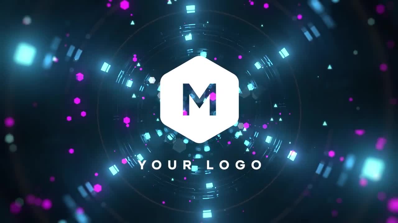 隧道标志发光三维未来logo标志ae模版