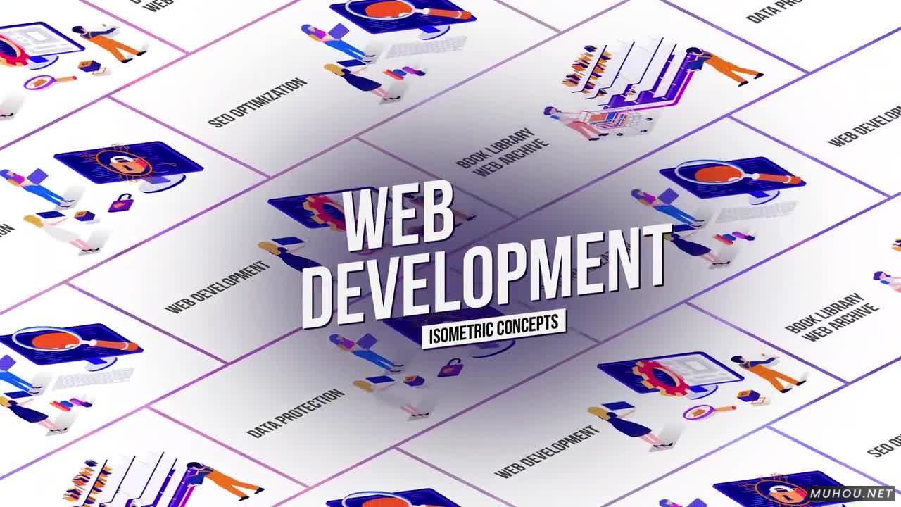 网络开发-等距概念WEB网页设计元素AE视频模板