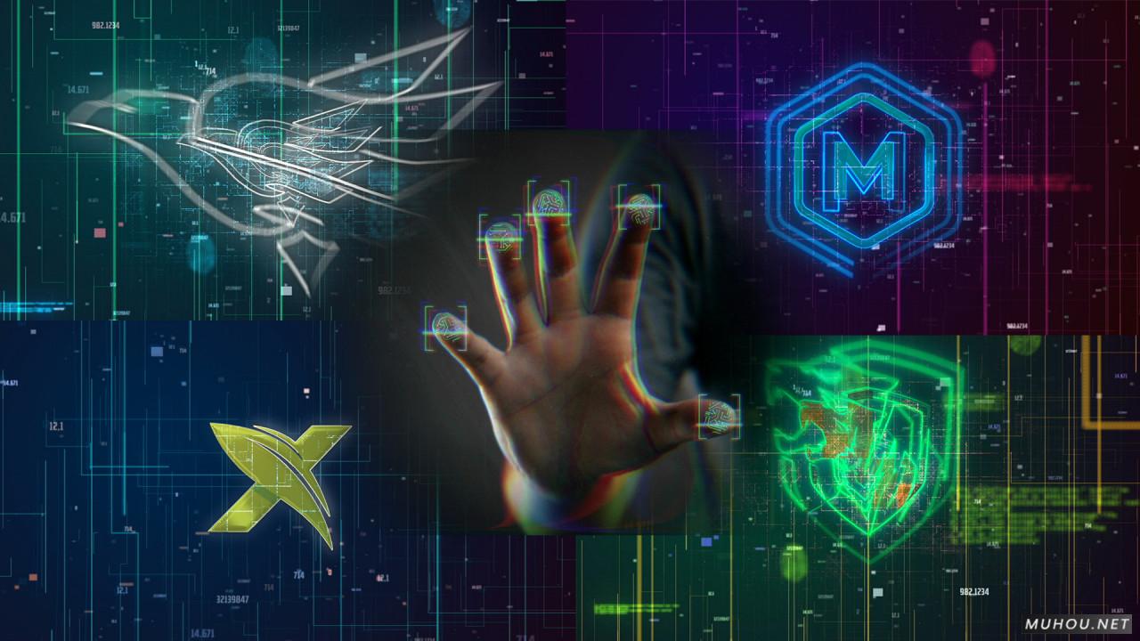 生物特征指纹识别高科技显示片头logoae视频模板