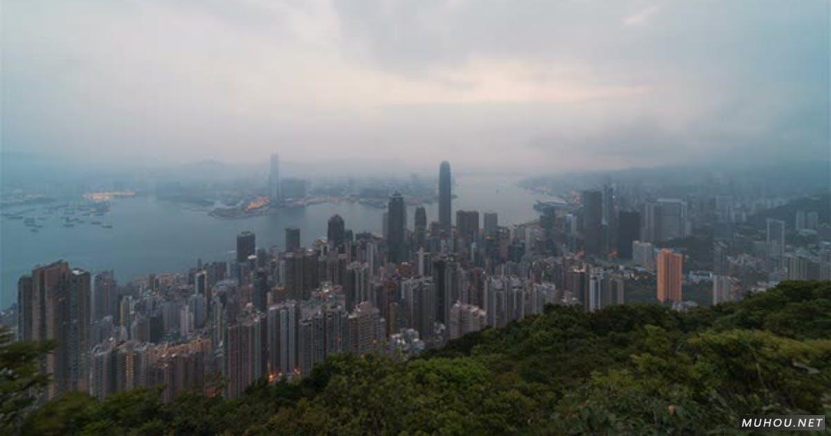 中国香港维多利亚港口 | 香港湾上空的日出实拍视频素材Hong Kong, China | Sunrise over the bay of Hong Kong