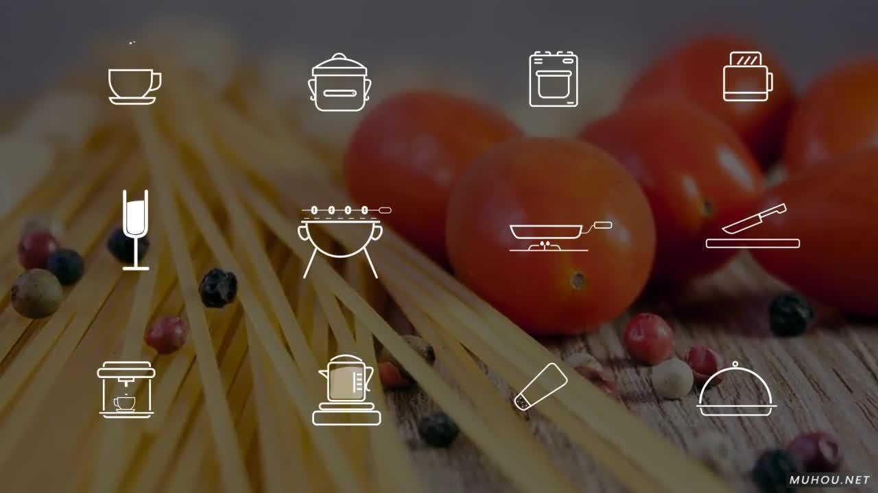 厨房图标动态动画图标ae视频模板素材