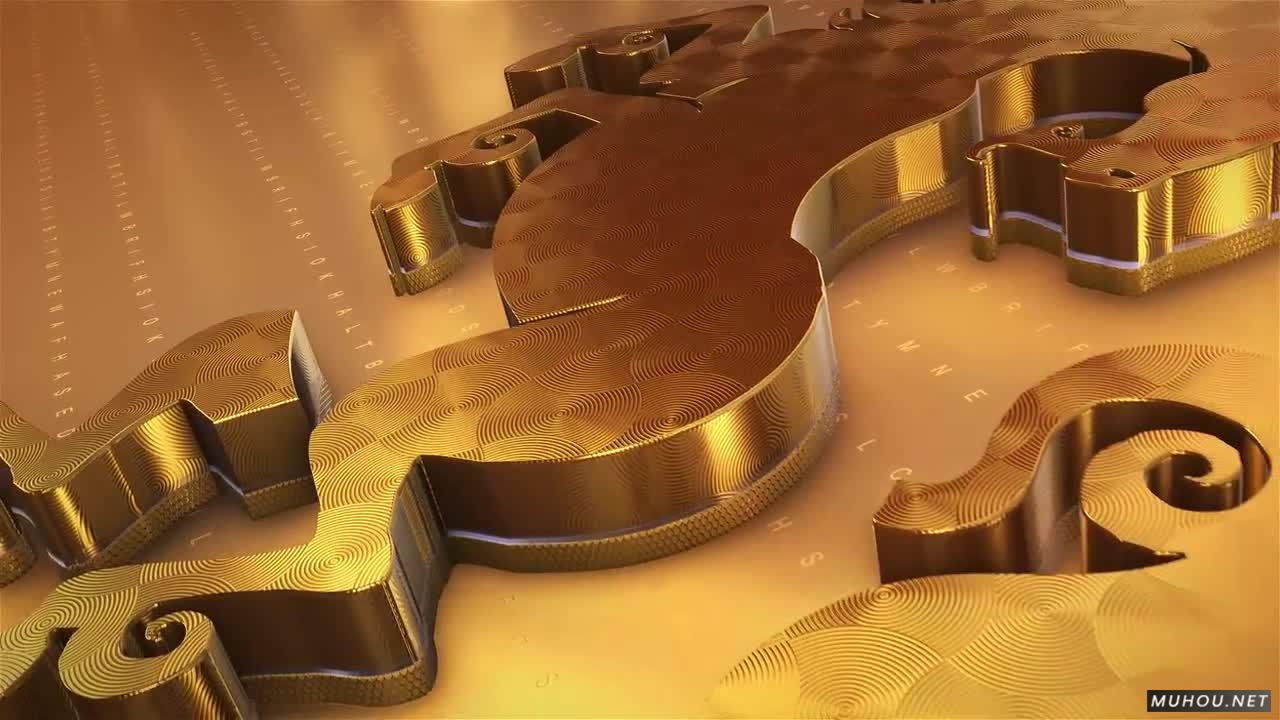 电影动画纯金标志logo视频AE模板