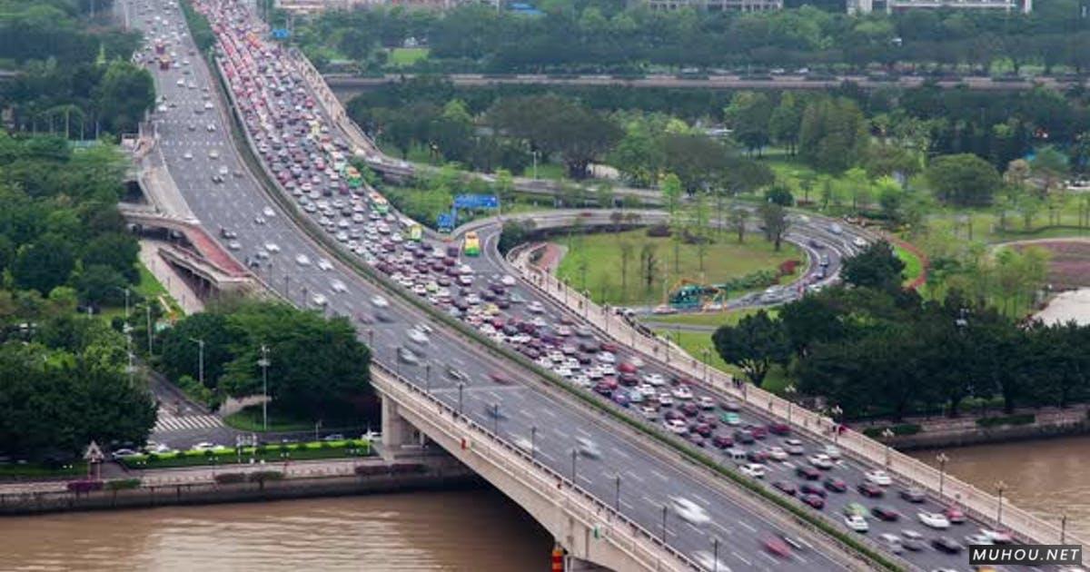 中国广州中大道大桥交通堵塞延时视频素材China Guangzhou Middle Avenue Bridge Traffic Jam Timelapse