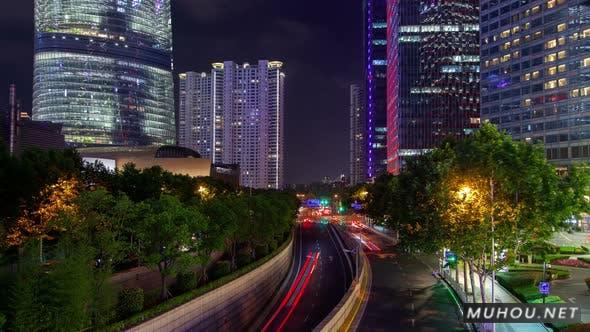 中国浦东新区高速公路夜间交通延时4K视频素材Night Traffic on Pudong New Area Highway in China Timelapse插图
