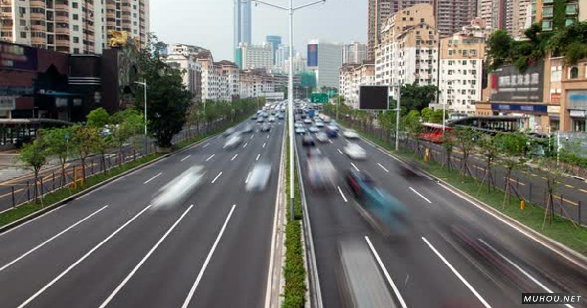 深圳中国城市景观街道交通延时4K视频素材Shenzhen China Urban Cityscape Street Traffic Timelapse Pan Up