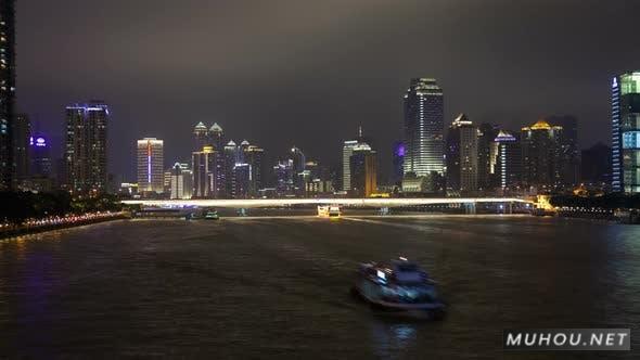 广州摩托艇在中国珠江航行延时4K视频素材插图