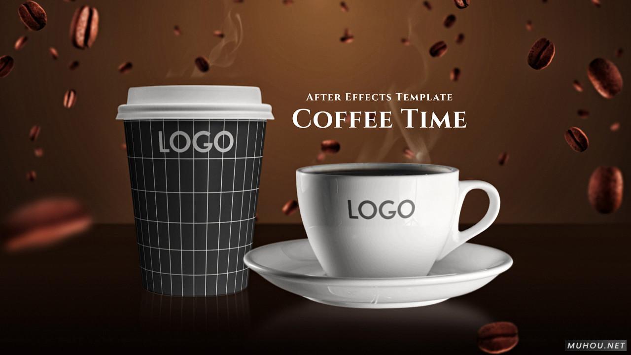 咖啡时间Coffee Time三维样机logo视频ae模板
