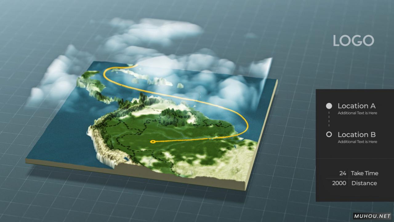 3D Maps 强大3D地图连接工具线路ae视频模板