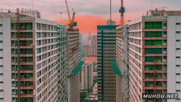 中国在建的摩天大楼正在蓬勃发展建筑施工4K视频Skyscrapers under Construction on China Has a Booming Skyscraper Industry插图