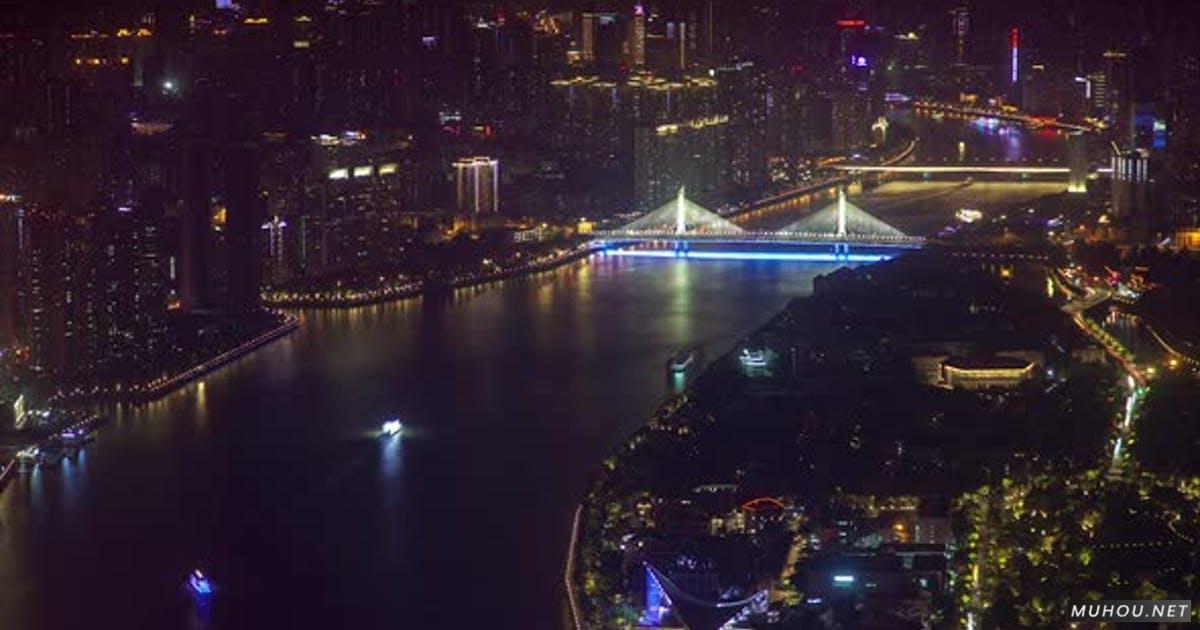 中国珠江岸上的广州市部分延时视频素材