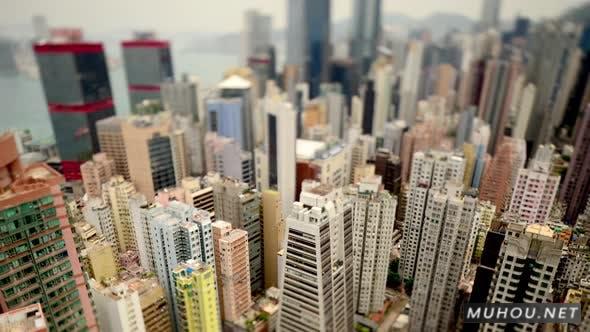 香港天际线和维多利亚港-中国香港微缩景观4K视频