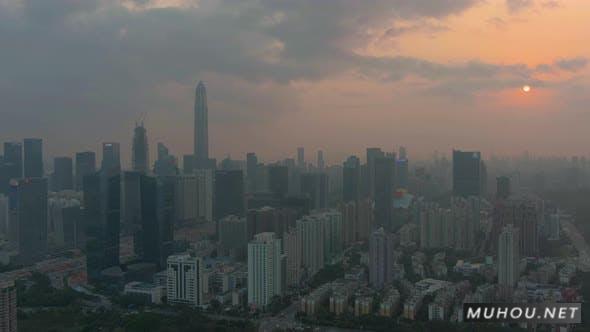 日落时深圳市的天际线4K视频素材