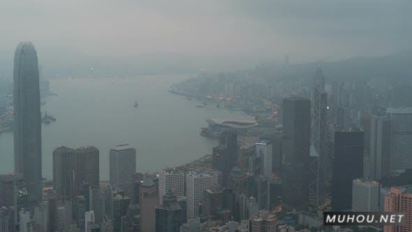 中国香港 | 从维多利亚峰看到的城市日出视频素材