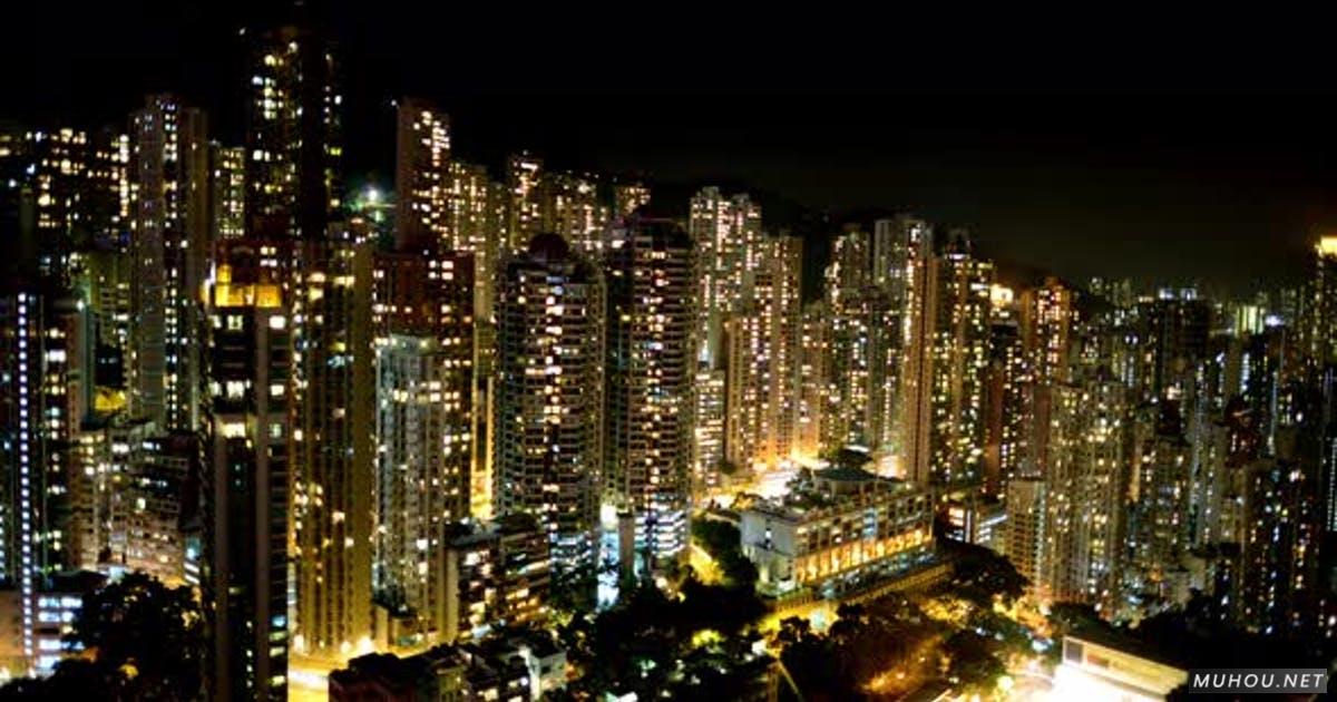 夜晚的香港天际线-中国香港延时4K视频素材Hong Kong Skyline At Night - Hong Kong China 2