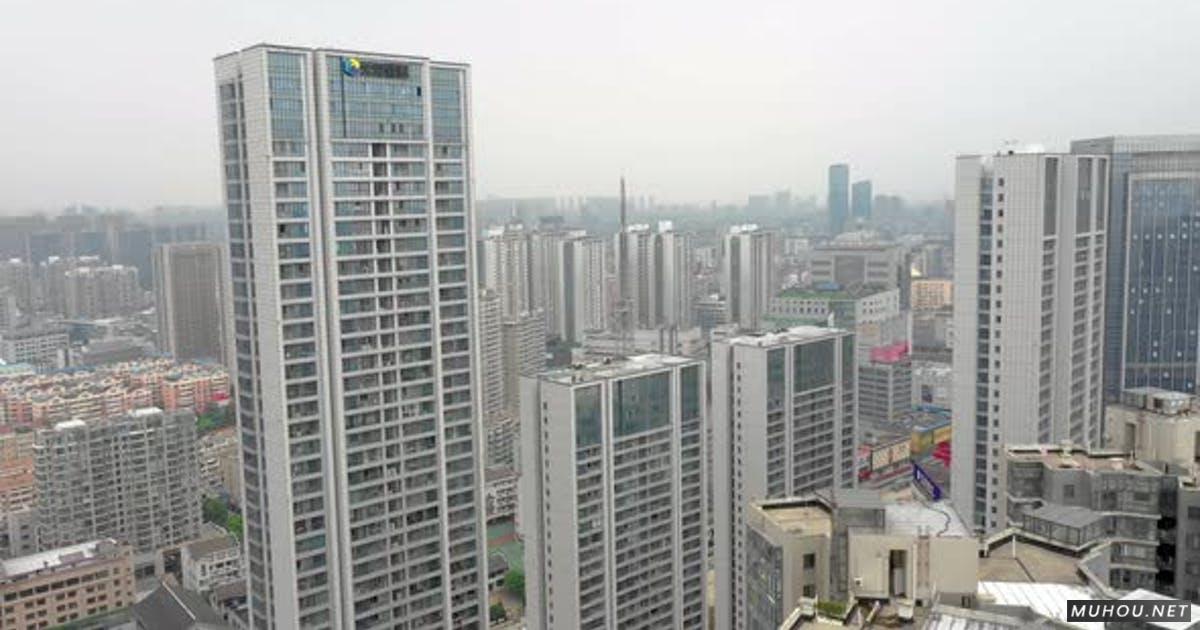 航拍中国城市上空建筑群4K视频素材Flying Above China City