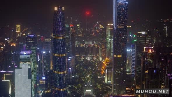 广州城市景观夜景摩天大楼4K延时视频素材Guangzhou Cityscape China插图