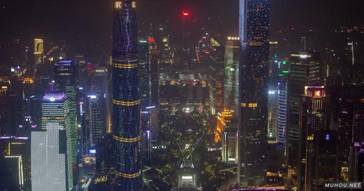 广州城市景观夜景摩天大楼4K延时视频素材Guangzhou Cityscape China