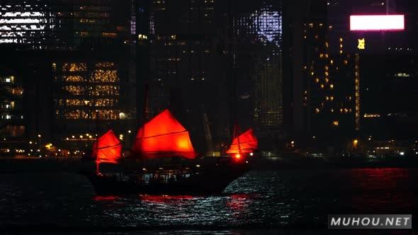 中国海港之夜维多利亚海港4K视频China Harbour Night插图