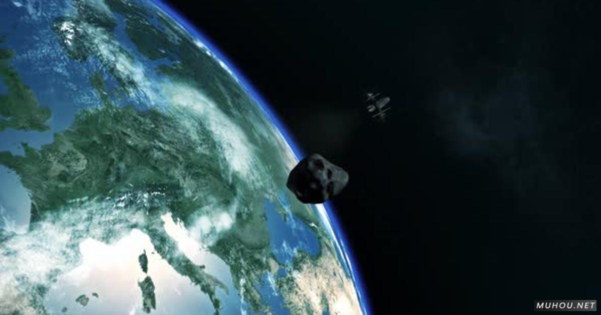 小行星宇宙太空飞行器空间站地球视频素材