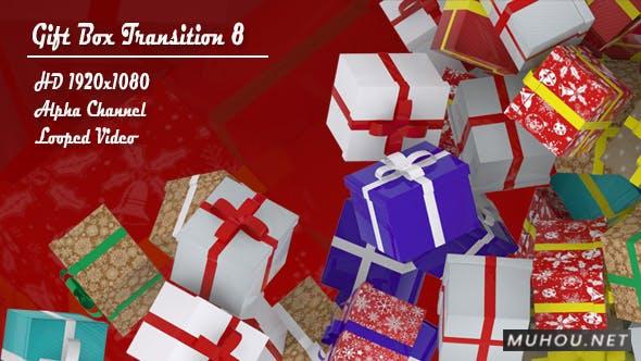 圣诞节3D包装盒礼品盒过渡转场视频素材插图