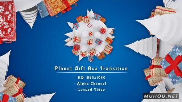 行星礼品盒3D圣诞节视频过渡转场素材插图
