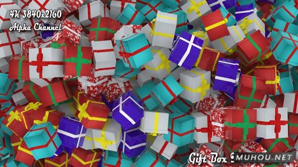 礼品盒过渡全屏礼物盒4K转场视频素材插图