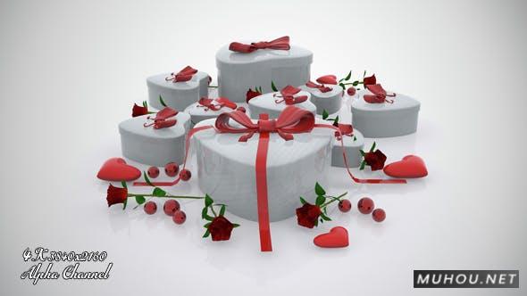 心形礼品盒过渡转场4K视频素材插图