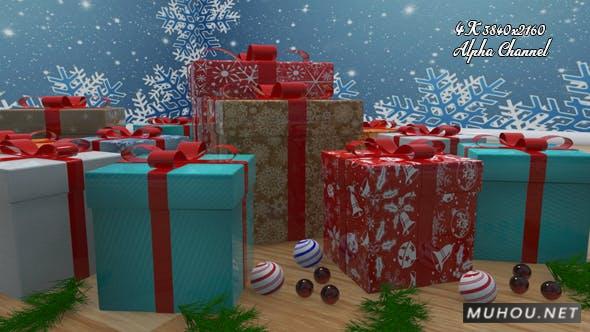 礼盒过渡 4礼物圣诞节包装4K转场视频素材插图